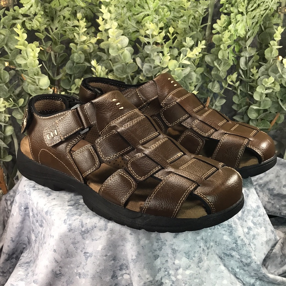 St. John’s Bay Coast Brown Fisherman Velcro Sandals Men’s 12M ☀️Brand NEW☀️ - Picture 13 of 13
